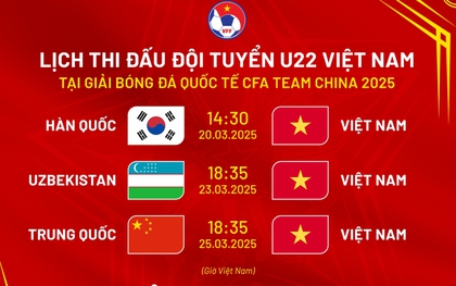 Lịch thi đấu ĐT U22 Việt Nam tại giải bóng đá quốc tế 2025