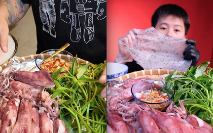 Đu trend ăn mực hấp cuốn rau muống sống, 1 TikToker bị đau bụng, dân mạng liền nghĩ ngay tới lý do này