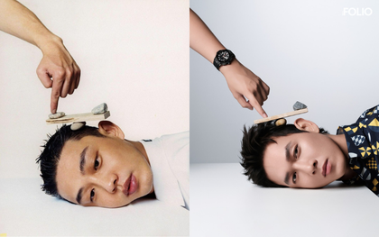 Tới Song Luân nằm chụp cũng dính drama: Concept y chang ảnh đế Yoo Ah In, khác nhau mỗi cái đồng hồ