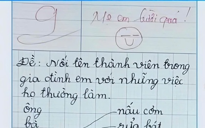 Học sinh lớp 1 làm bài tập tiếng Việt, được hẳn 9 điểm nhưng dân mạng đọc xong chỉ biết thốt lên: "Thương bố quá trời!"