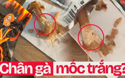 Lần đầu thử chân gà của Ăn Cùng Bà Tuyết khiến cô gái khiếp sợ: Thịt mốc trắng, xương có màu xanh?!