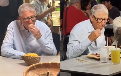Bắt gặp Bill Gates ngồi ăn sầu riêng