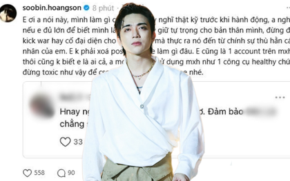 SOOBIN phát bực, yêu cầu antifan “giữ tự trọng”