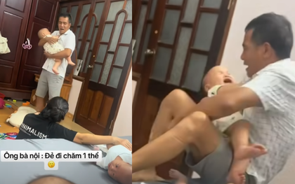 Clip: Ông bà nội bảo đẻ chăm 1 thể, 4 em bé thi nhau oe oe khiến dân tình "đau đầu online" theo