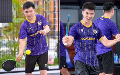 Thiếu gia nhà bầu Hiển rủ Văn Quyết, Duy Manh chơi pickleball, trận đấu căng như dây đàn, nhìn "phẩy vợt" mà choáng