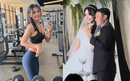 Vợ biên tập viên VTV của HLV Vũ Hồng Việt đẹp từ lễ đường tới phòng gym, gây sốt với body săn chắc nét căng