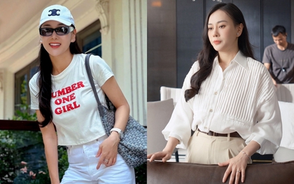 Phương Oanh "hack tuổi" với áo giống Rosé, mang phụ kiện cả tỷ đồng dạo phố