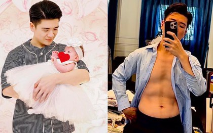 "Bố đơn thân nghìn tỷ" nhà bầu Hiển khoe body 6 múi cực phẩm, vibe khác hẳn lúc chăm con
