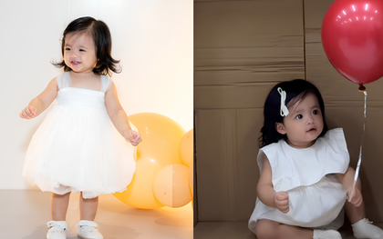 Công chúa út Hannie nhà Ông Cao Thắng tròn 1 tuổi mà tóc dài xinh chẳng kém gì chị Winnie: Sao mà mẹ Đông Nhi đẻ khéo quá vậy?