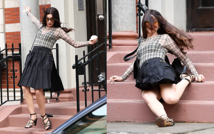 Anne Hathaway ngã như trời giáng, bay hết cả "thời trang"