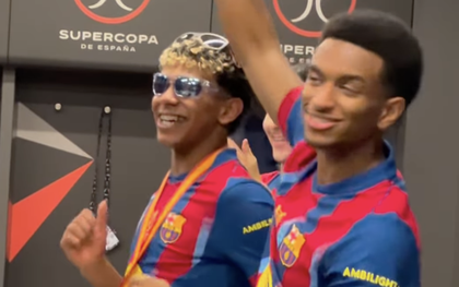 Lamine Yamal hoá "cơ trưởng" quẩy cực sung sau khi Barcelona đánh bại Real Madrid giành Siêu cúp