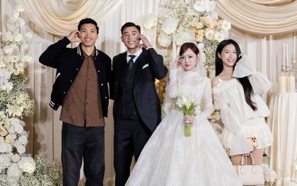 Doãn Hải My khoe visual sáng bừng, cực tinh tế khi cùng Văn Hậu dự đám cưới của thủ môn U23 Việt Nam