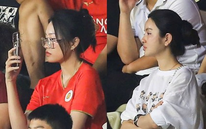 Chu Thanh Huyền đọ sắc với Doãn Hải My trên khán đài Hàng Đẫy, 2 nàng WAG lộ rõ vẻ không vui