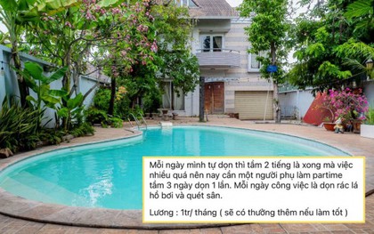 Tuyển người quét lá hồ bơi trong villa ở TP.HCM lương 1 triệu/tháng gây tranh cãi: Chủ nhà lên tiếng