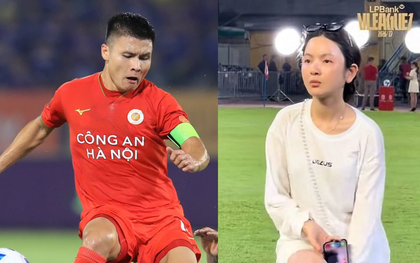 Xôn xao phong cách của Chu Thanh Huyền khi ra sân cổ vũ Quang Hải