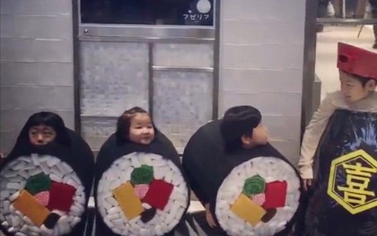 Màn hóa trang Halloween siêu đáng yêu: Cosplay miếng sushi, còn có cả chai nước tương!