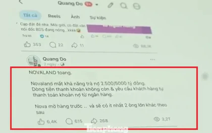 Công an làm việc người đăng tin doanh nghiệp địa ốc Novaland phá sản để "câu like", "câu view"