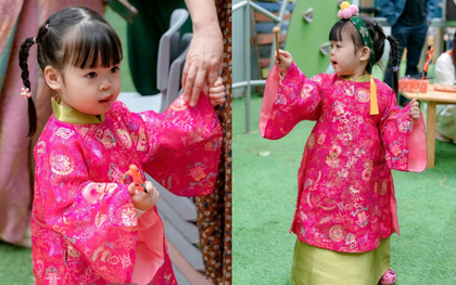 Ái nữ nhà Đỗ Mỹ Linh và Chủ tịch CLB Hà Nội diện áo dài đón Tết, visual “cưng xỉu”