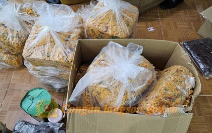 Bắt quả tang chủ shop đang đóng gói 536 hộp gà khô, ô mai, mít sấy chuẩn bị bán Tết: Lộ nguồn cung thực phẩm trôi nổi từ Hà Nội