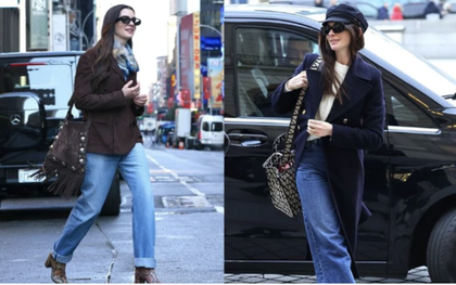 Anne Hathaway ở tuổi 44: Mặc quần jeans đẹp bất bại với 4 công thức