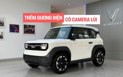 Ảnh thực tế VinFast VF 3 Plus giá 315 triệu đồng: Gương điện lớn hơn chỉnh trên màn hình, camera lùi tích hợp, có ốp mâm đi kèm