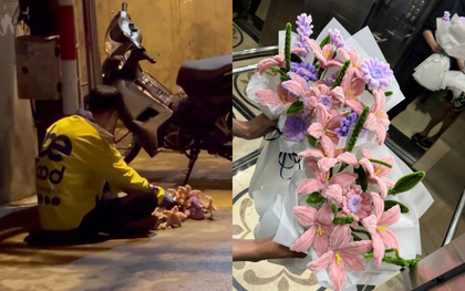 Nam shipper ở Hà Nội ngồi lề đường, làm hoa kẽm nhung lúc nửa đêm: Lên tiếng nói rõ tình cảnh khi bị tố "dàn dựng"