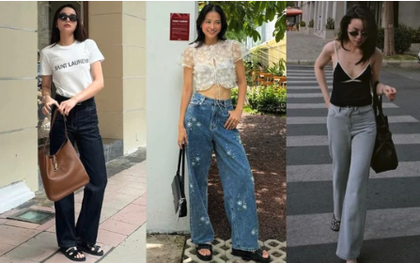 Quần jeans ống rộng là item được các mỹ nhân Việt mặc nhiều nhất, cách mix đồ cũng vô cùng xuất sắc