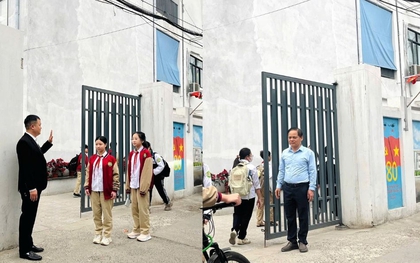 Bức ảnh thầy giáo trước cổng trường ở Hà Nội nhận "bão" like, phụ huynh rần rần khen: "Thật ấn tượng"