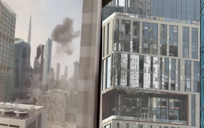 Trung tâm tài chính Dubai rung chuyển với hàng loạt vụ nổ do drone tự sát, khói đen bốc cao giữa khu nhà chọc trời