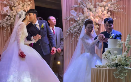 Đám cưới hot nhất hôm nay: Tiền vệ Đức Huy bảnh bao hôn MC Huyền Trang Mù Tạt trên lễ đường