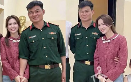 Đại uý Thăng Văn Cương đưa Hoà Minzy đi ra mắt bạn bè, còn ôm eo tình tứ quá đây này!