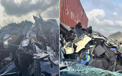 Tài xế thoát nạn trong xe bị vò nát sau vụ tai nạn liên hoàn