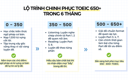 Tự học TOEIC bắt đầu từ đâu? Lộ trình chinh phục TOEIC 650+ trong 6 tháng