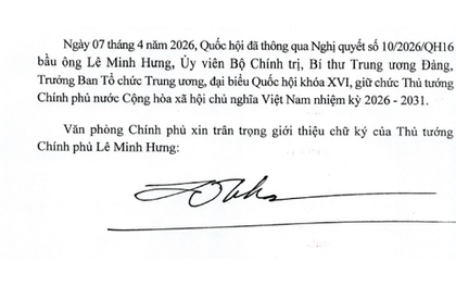 Giới thiệu chữ ký của Thủ tướng và các Phó Thủ tướng Chính phủ nhiệm kỳ 2026-2031