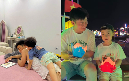Nhìn bé Bo vô tư quấn quýt bên bố Cương chợt nhận ra: Dáng vẻ của một đứa trẻ hạnh phúc thật sự là thứ không thể "diễn"