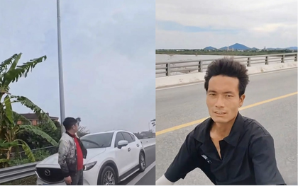 Khách Trung Quốc đạp xe nhầm vào cao tốc Bắc Nam, hoảng loạn cầu cứu người đi đường