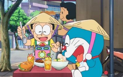 Đưa cảnh Nobita ngồi ghế nhựa ăn cơm tấm lên phim, ê-kíp Doraemon hé lộ nguyên nhân viết sai tên đặc sản Việt