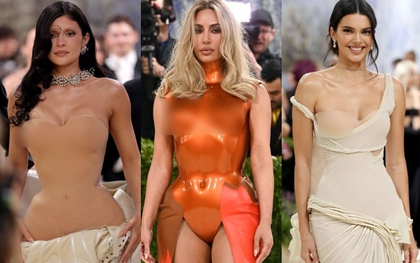 Chị em Kardashian đổ bộ Met Gala: Kim như iPhone 17, Kendall - Kylie lăng xê mốt nhức mắt