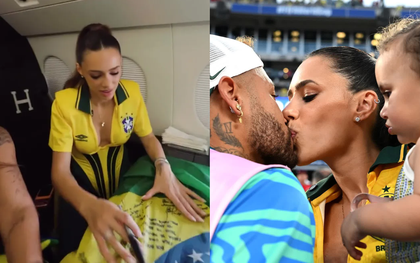 Bạn gái Neymar gây choáng khi ngồi chuyên cơ triệu đô đến World Cup: Vóc dáng mẹ 2 con nóng bỏng chiếm trọn "spotlight"