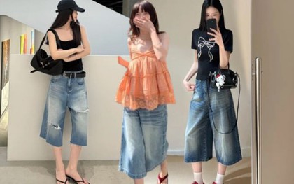 Có vẻ quần jeans lửng ống rộng đang âm thầm thay thế những chiếc quần dài quen thuộc