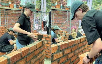 Xem du khách Tây làm phụ hồ, thợ xây ở miền Tây, dân mạng khen quá chuyên nghiệp