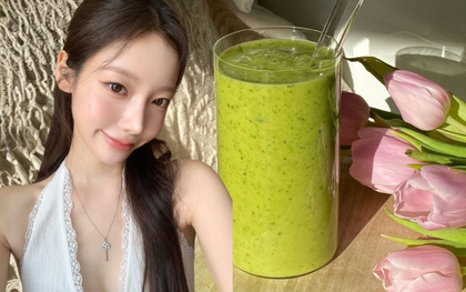 Cốc nước màu xanh chứa đầy collagen, gái Hàn dùng đều đặn để bơm da căng bóng