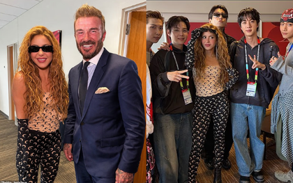 "Nữ hoàng nhạc World Cup" Shakira xả loạt ảnh tươi rói bên David Beckham, BTS chiếm trọn spotlight trong ngày chồng cũ đưa các con đến xem cô biểu diễn