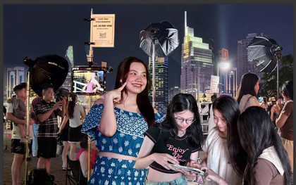 Giá chỉ 20.000 đồng mỗi tấm, dịch vụ "studio chụp ảnh" khiến ven sông Thủ Thiêm đông nghẹt mỗi tối