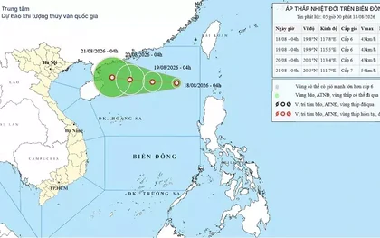 Biển Đông có áp thấp nhiệt đới