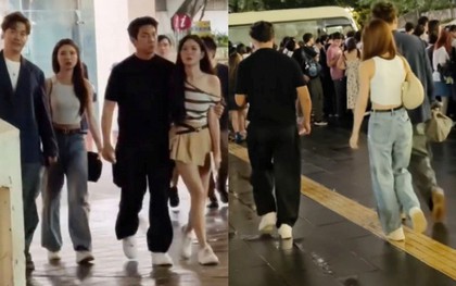 "Tóm dính" 2 Nam vương - 2 Á hậu hẹn hò đôi, sát rạt nắm tay không rời nửa bước bên ngoài nhà thi đấu