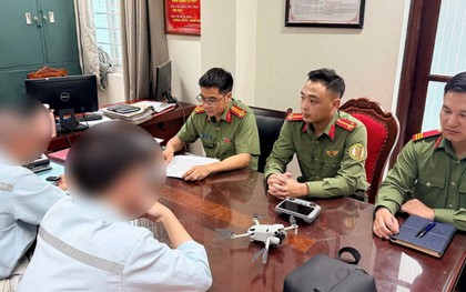 Phát hiện 1 vật thể bay không người lái ở độ cao 92m, Công an cửa khẩu Cảng HKQT Nội Bài làm việc với Lê Quý H. SN 1999