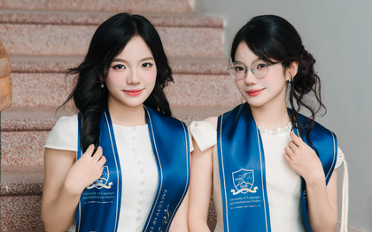 Hai chị em sinh đôi cùng tốt nghiệp Xuất sắc Đại học Ngoại ngữ
