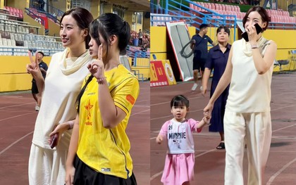Đỗ Mỹ Linh khoe nhan sắc rạng rỡ, ngại ngùng chạy lên xế hộp "trốn" cam thường sau trận đấu của Hà Nội FC