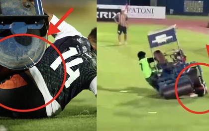 Hy hữu Thai League: Xe lu cỏ cán trúng cầu thủ khi khởi động